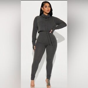 Fashion Nova Women's Gray Ribbed Knit Jumpsuit